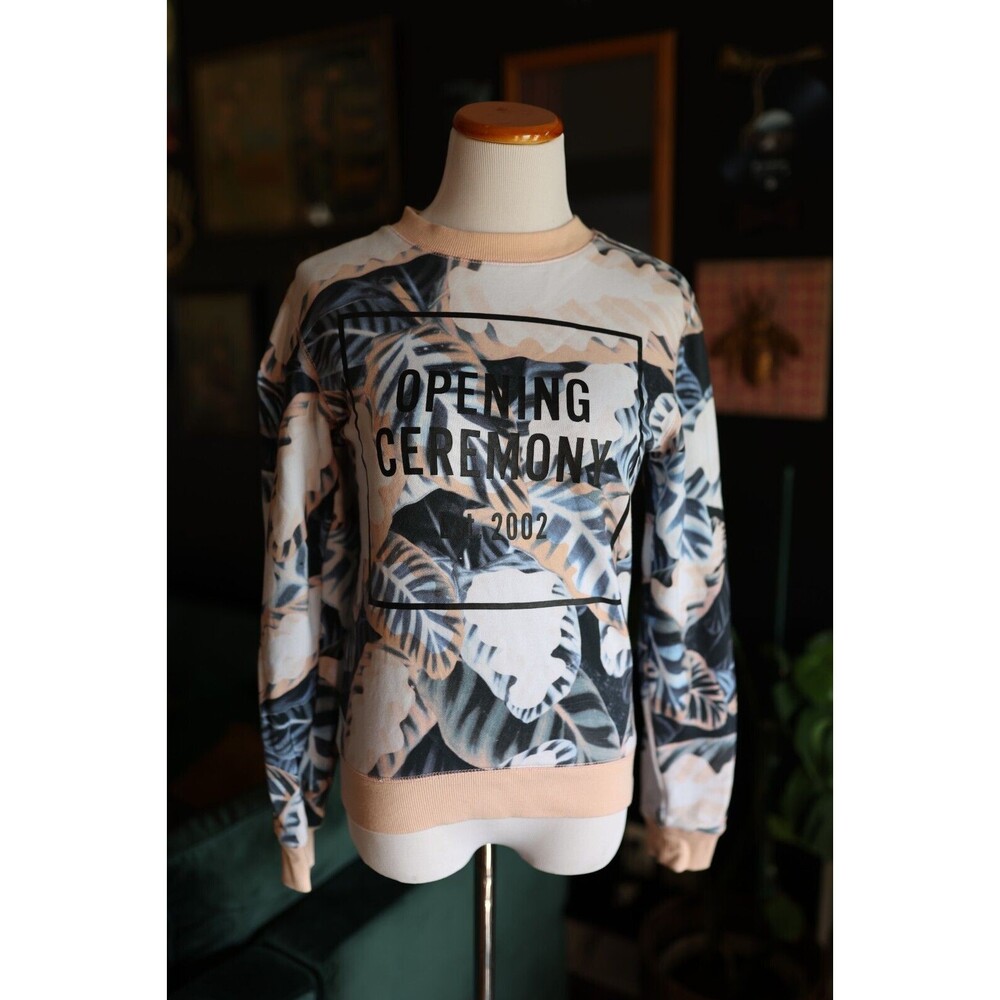 White Peach Multicolor Painted Leaves OC Sweatshirt Sweater Opening Ceremony XS